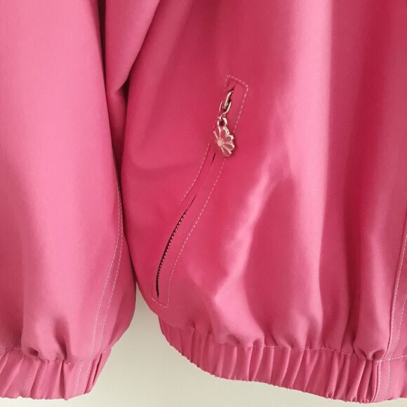 Alfred Dunner Jacket Fuchsia Pink Small Zip Daisy Charms Floral  Print Lining - Picture 6 of 13